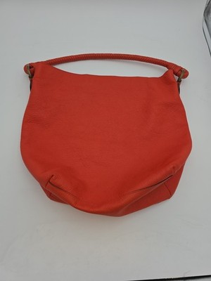 TALBOTS Orange Leather Tote with Braided Handle