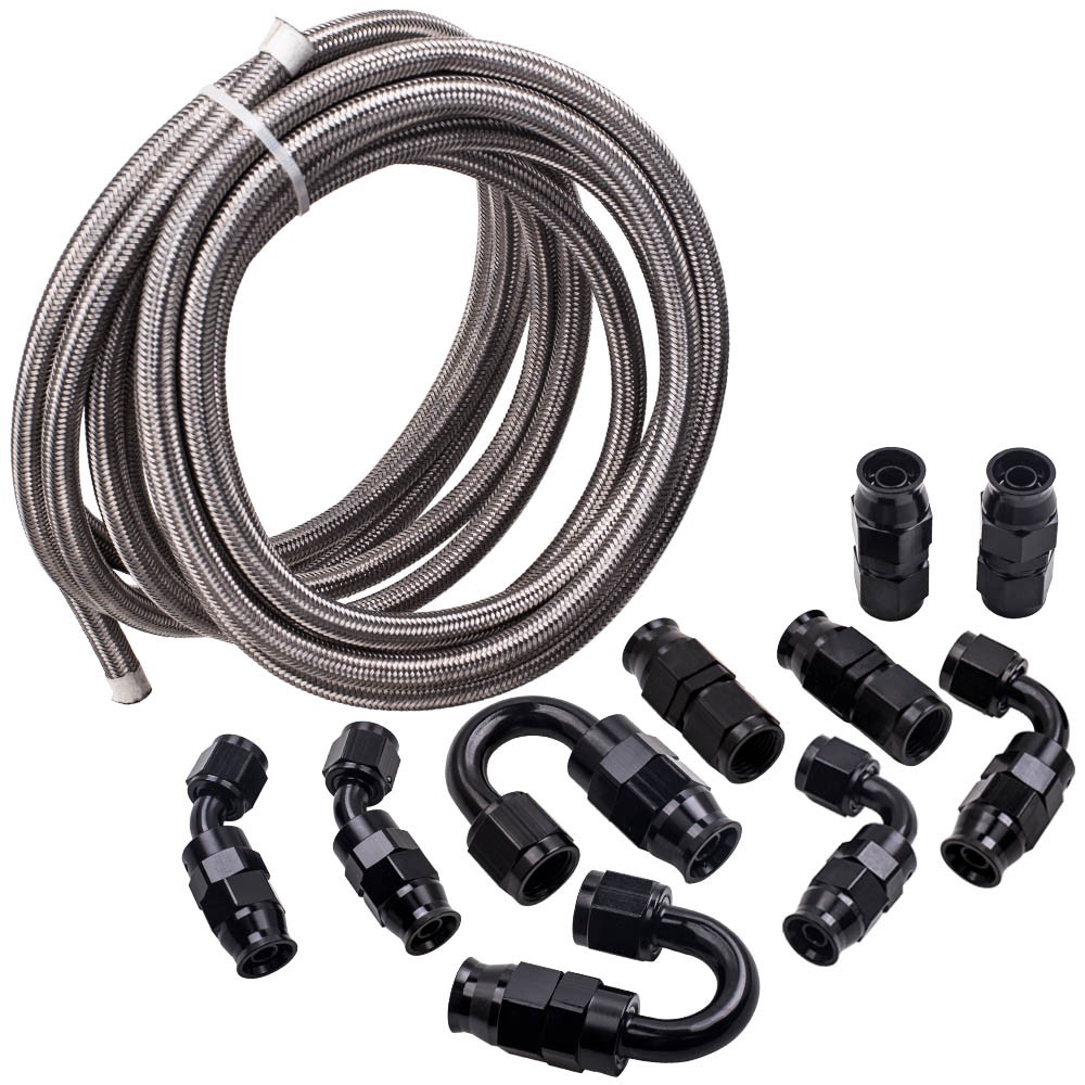 6An -6An Stainless Steel Ptfe Fuel Line 20Ft 10 Fittings Hose Kit E85 Silver - Image 3