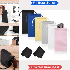 Microfiber Sunglasses Pouch 6 Pack Drawstring Glasses Case With 2 Cleaning