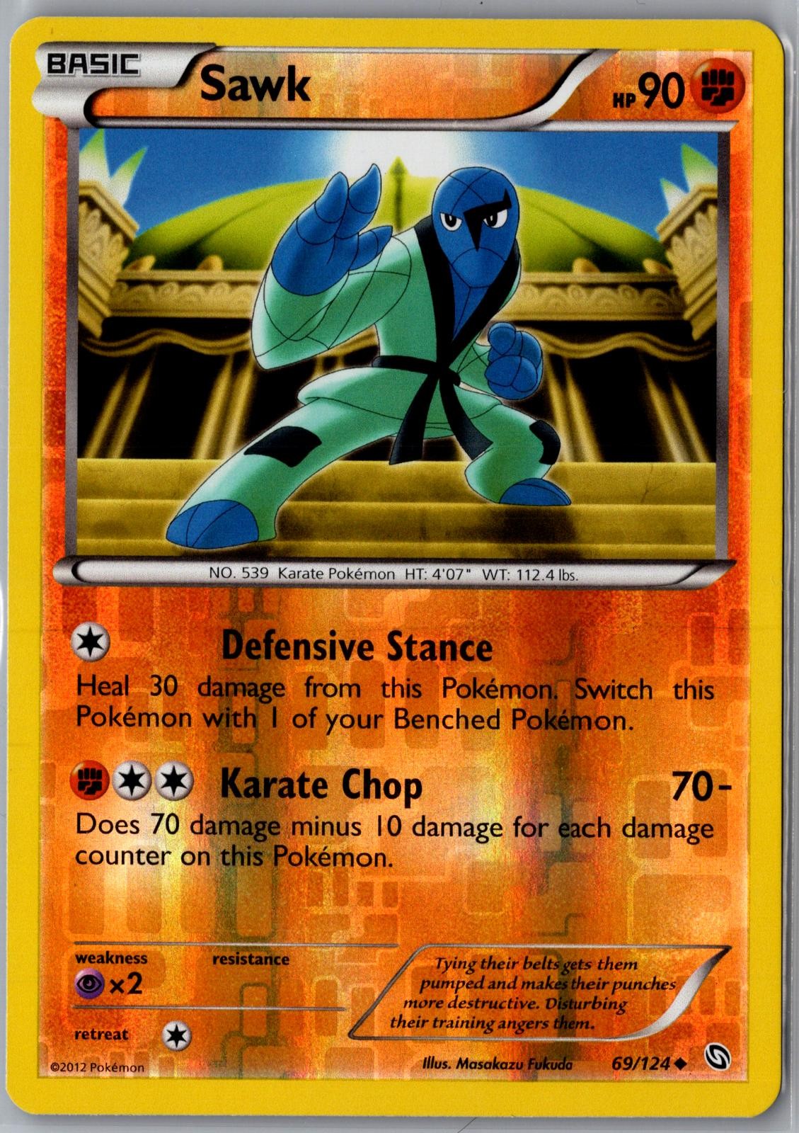 Sawk 69/124 Uncommon Dragons Exalted Pokemon Reverse Holo Near Mint