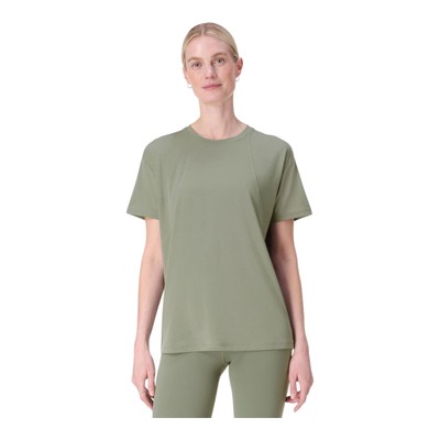 Sweaty Betty Soft Flow Studio Wickelrücken T-Shirt Willow Green Damengröße Large