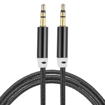2Pcs Aux Kabel 3,5mm Stecker auf Stecker Nylon Geflochtene Schnur 3Ft Schwarz