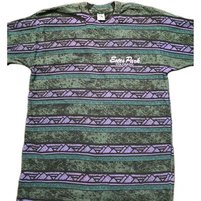 90s Aztec Estes Park Purple Black skater T Shirt L Gometric Mountians Southwest