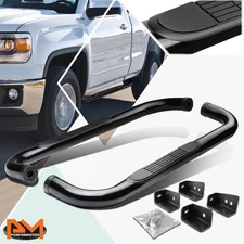 For 00-19 Silverado/Sierra Regular Cab 3" Side Step Nerf Bar Running Board Black