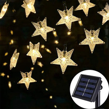 12M Solar Schneeflocke LED Lichterketten Lichterkette Girlande Outdoor Neujahr W