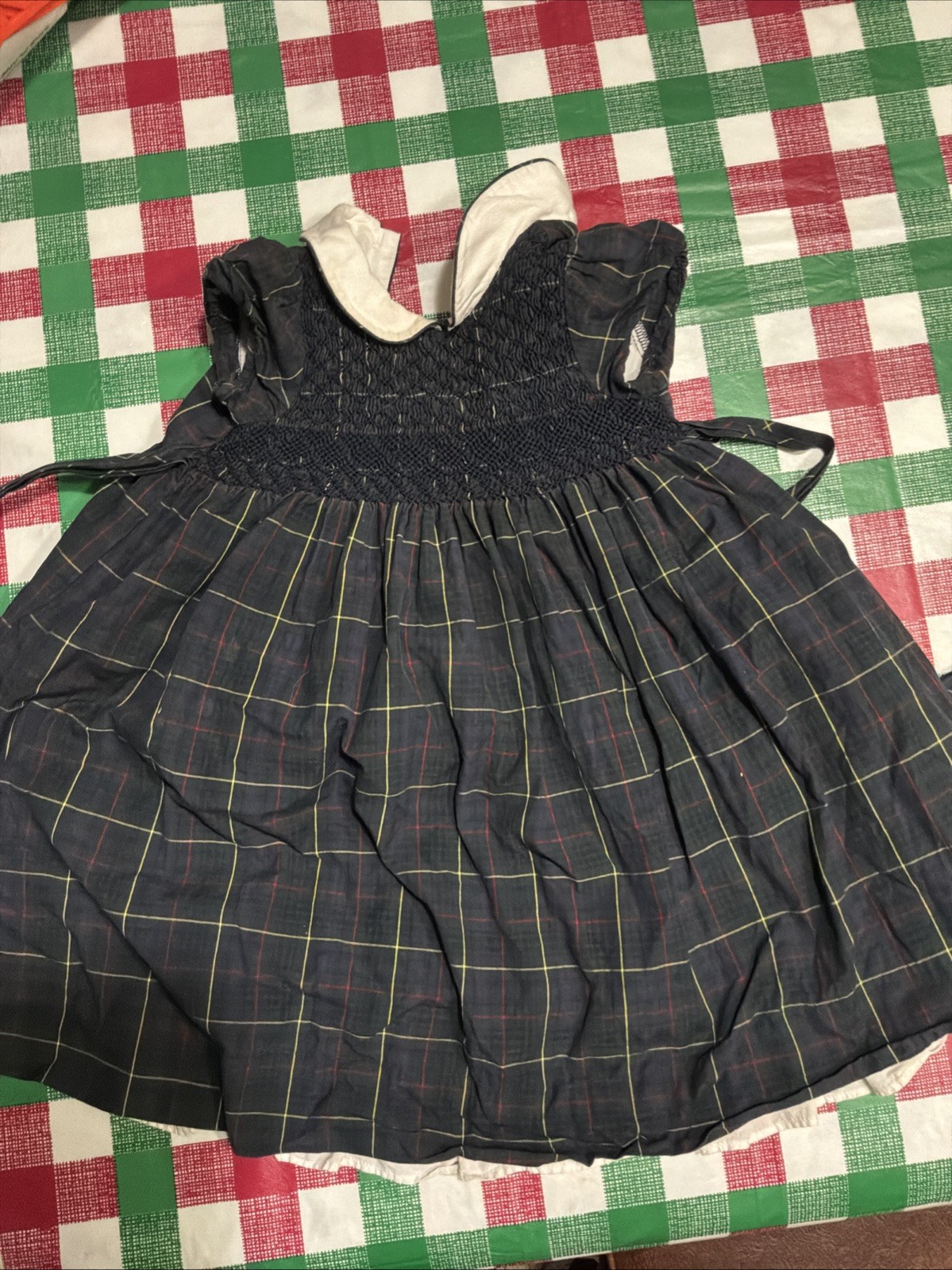 Ralph Lauren Size 18-24 Months Green Plaid Dress Short Sleeve Smocked Holiday