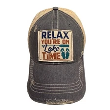 Popfizzy Relax You're on Lake Time Hat, Vintage Trucker Hat, Mesh Back