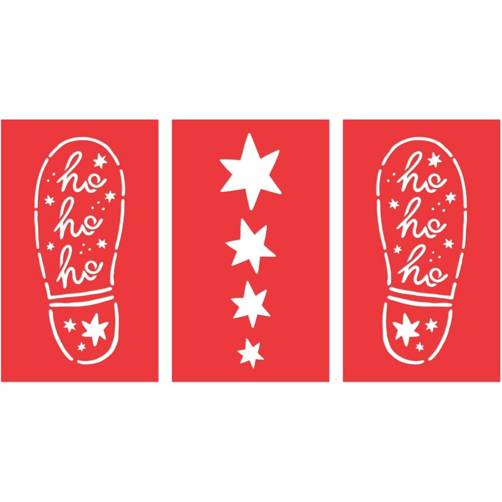 Stencil impronte Babbo Natale con stelle Set di 3 decorazioni natalizie,  Colore