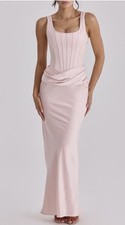 HOUSE OF CB Kira Blush Pink Corset Bodice Satin Gown Sz - M