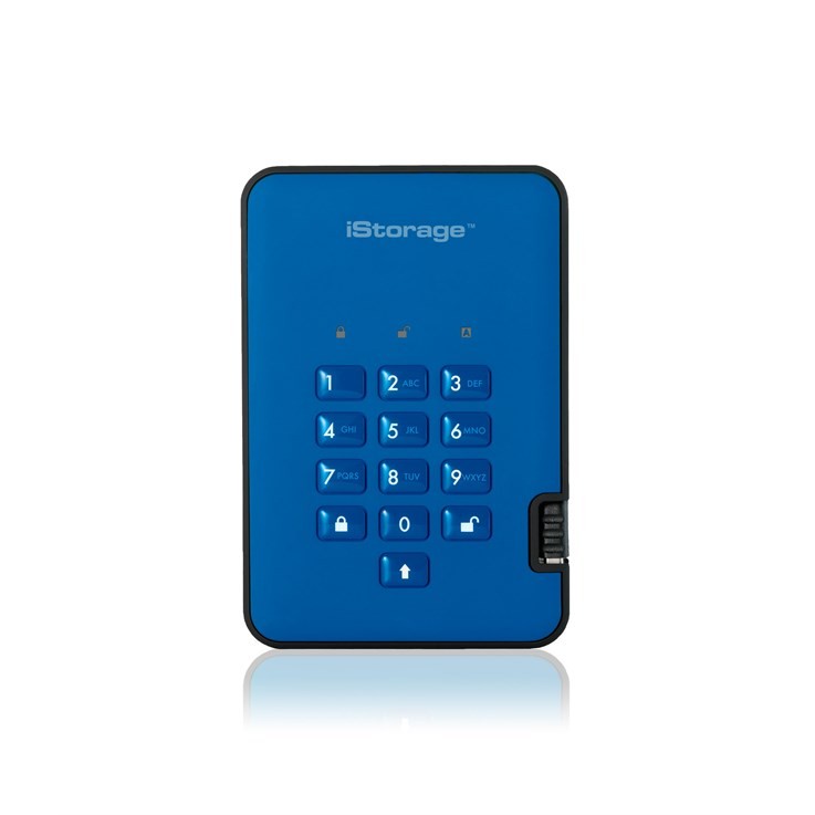 iStorage diskAshur2 256-bit 2TB USB 3.1 secure encrypted solid-state drive - Blu