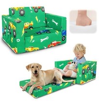 Beavtaens Kids Couch, 2-in-1 Kids Fold Out Sofa, Convertible Toddler Couch to Lo