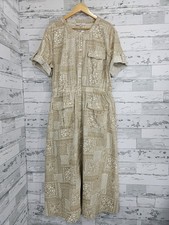 Loft Womens 16 Utility Midi Pocket Dress Button Front Cinched Waist Beige