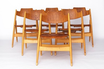 Set of 6 Egon Eiermann SE18 Folding Chairs - Wilde + Spieth, 1950s, Teak & Beech