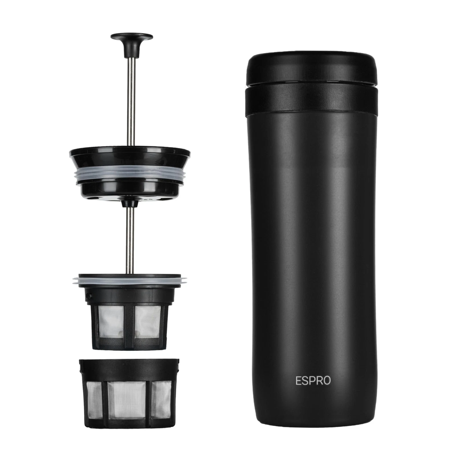 P1 12 Ounces French Press Coffee Maker for Travel, Double-Walled Stainless St...