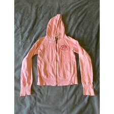 Basix Vintage Roche Harbor WA Pink Full Zip Hoodie Sweatshirt Mens Medium