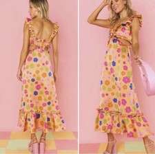 NWT Show Me Your Mumu Lane Midi Dres in Poppin Poppy Size Small Floral Print