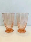 Vintage Anchor Hocking Pink Depression Glass Old Colony Lace Edge Ftd. Tumblers