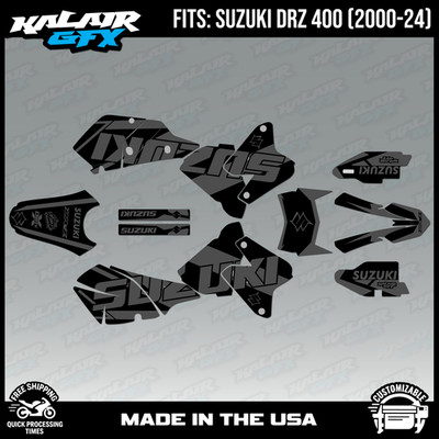 Graphics kit for Suzuki DRZ400 SM, S and E (2000-2024) Flow Series - Smoke