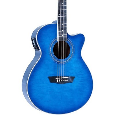 Washburn EA15 Festival Series AcousticElectric Guitar Transparent Blue