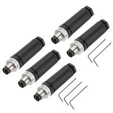 MECCANIXITY 5Pcs 3 Pin M8 Male Aviation Connector Wire Plug A Coding 8mm...