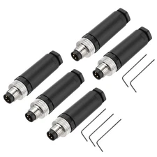 MECCANIXITY 5Pcs 3 Pin M8 Male Aviation Connector Wire Plug A Coding 8mm... 