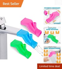 Soft Silicone Faucet Extender Set - 3 Assorted Colors for Kid-Friendly Use
