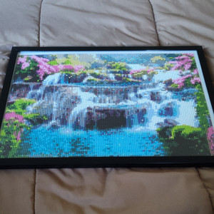 Handmade Framed Handcrafted Wall Hanging Waterfall Scene Art Decor