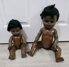 2 x VINTAGE BLACK BABY DOLL BUNDLE - BLACK HAIR / BROWN EYES - ETHNIC DOLLS
