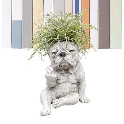 Funny French Bulldog Planter Pot Resin Funny Cute Animal Home Decoration 
