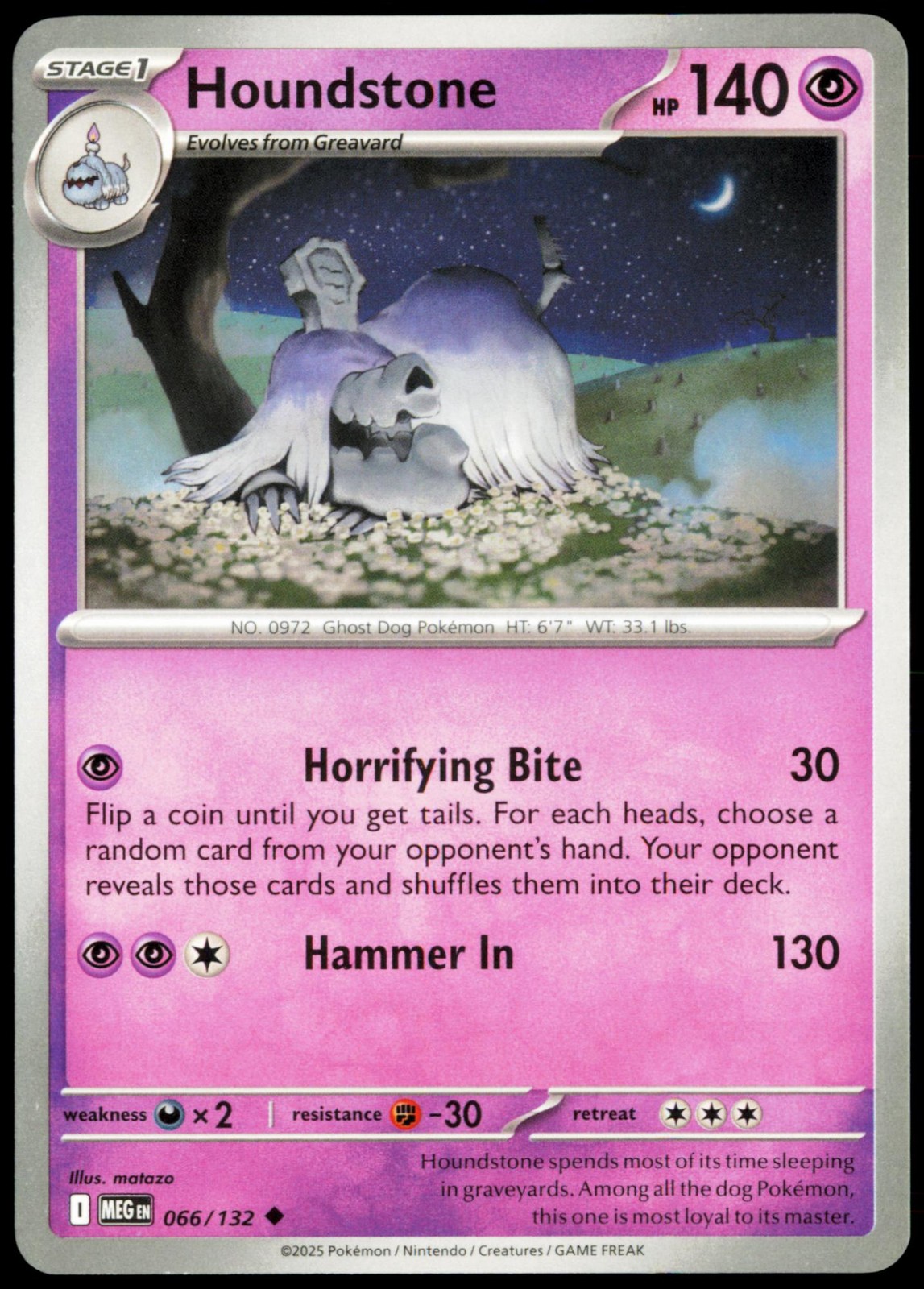 Houndstone 066/132 Uncommon Mega Evolution NM Pokemon MEG