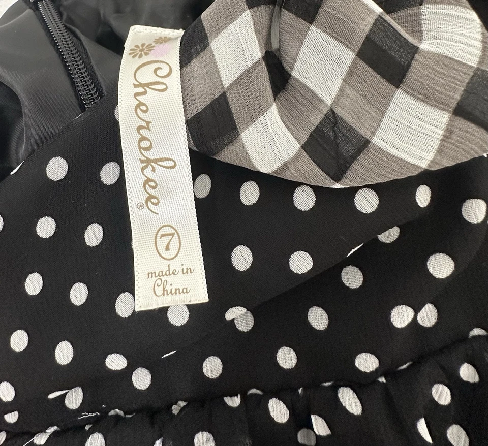 Vestido Cherokee para niña blanco y negro a lunares talla 7 Foto 3 de 3