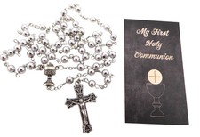 First Communion Rosary Gift Set With Matching Case And Holy Card Catholic