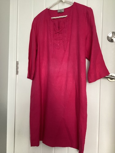 Pure collection pink worn 100% linen size 14 Dress with pockets