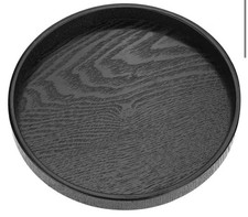 Round Wooden Serving Tray with Non-Slip Base