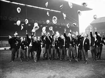 The Canadian rugby union team throw their stetsons in air at Twick- Old Photo