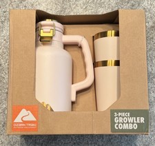 Ozark Trail 16oz Pint Tumbler & 48oz Insulated Growler Set, Stainless Steel Pink