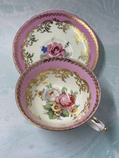 Paragon Double Warranted Floating Cabbage Rose Pink Tea Cup Saucer England VTG