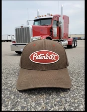 Authentic Peterbilt Brown & Red Embroidered Strapback Cap Hat - By The Game NWT!