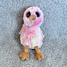 Ty Beanie Boos Kiwi Pink Bird Plush 6  Purple Glitter Eyes Stuffed Animal Toy
