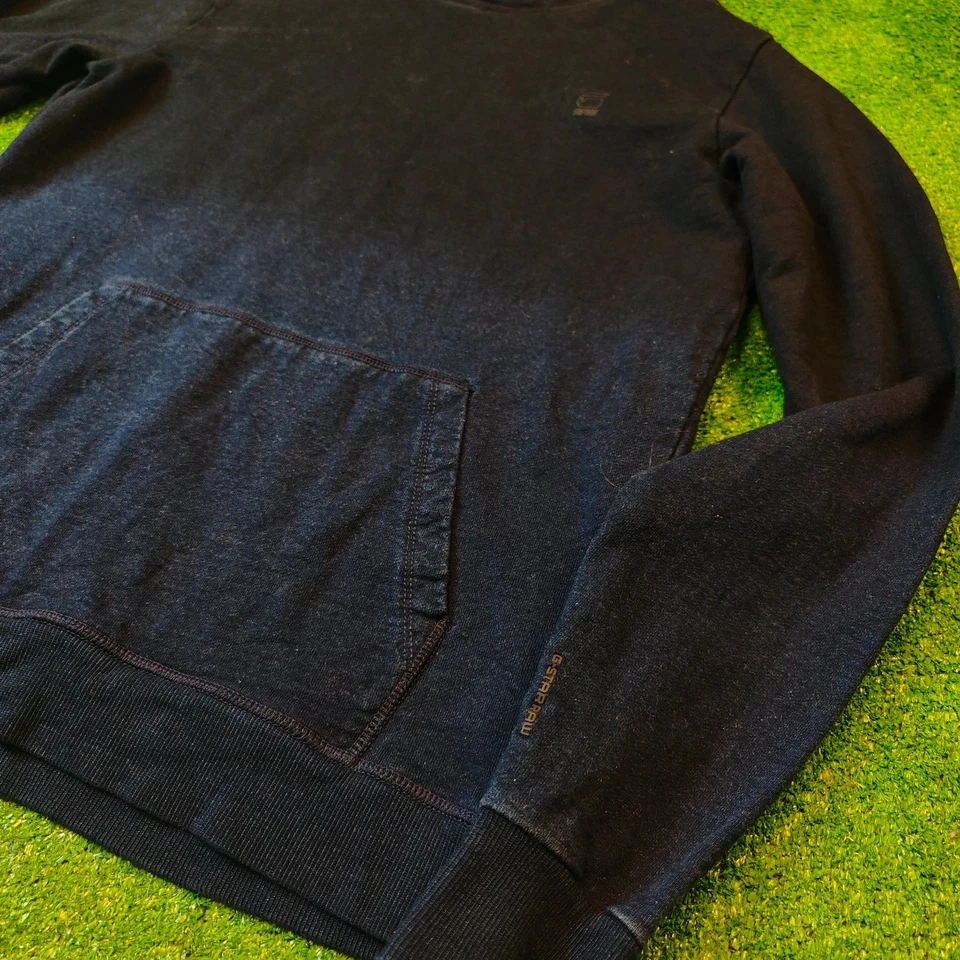Sweat à capuche homme G-star Medium Distressed délavé noir bleu foncé pull go... - Photo 3/4