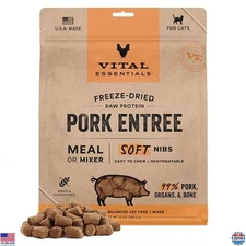 Freeze-Dried Raw Pork Cat Food Meal Mixer Soft Nibs 99% Pork 12 oz