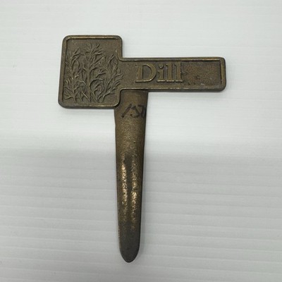 Vintage Solid Brass Herb Spice Plant Garden Marker Dill