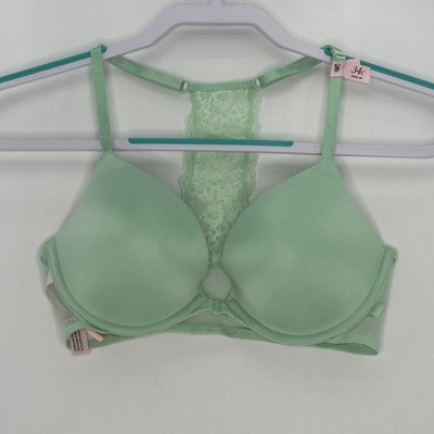 Victorias Secret 34C Mint Green Push Up Lace Racerback Front Clasp Bra Cute NWT