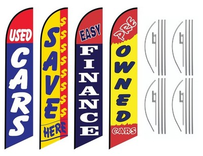 Pack of 4 Tall Swooper Windless Feather Flags   USED CAR, SAVE HERE, EASY...
