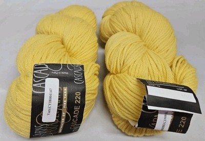 Two skeins CASCADE 220 YARN YELLOW #4147 B 100% Peruvian Higland  Wool Same Lot 