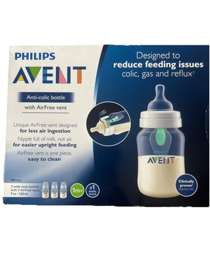 New Clear Philips Avent Anti-colic Bottle With AirFree vent - 9oz/3pk - NWT