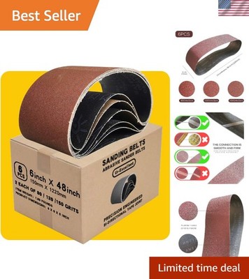 Durable 6x48 Sanding Belt Pack with Antistatic Aluminum Oxide - 6 Pcs Assortment