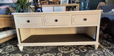 White Freestanding TV Stand, 3 Drawers & 1 Open Shelf Storage, Assembled