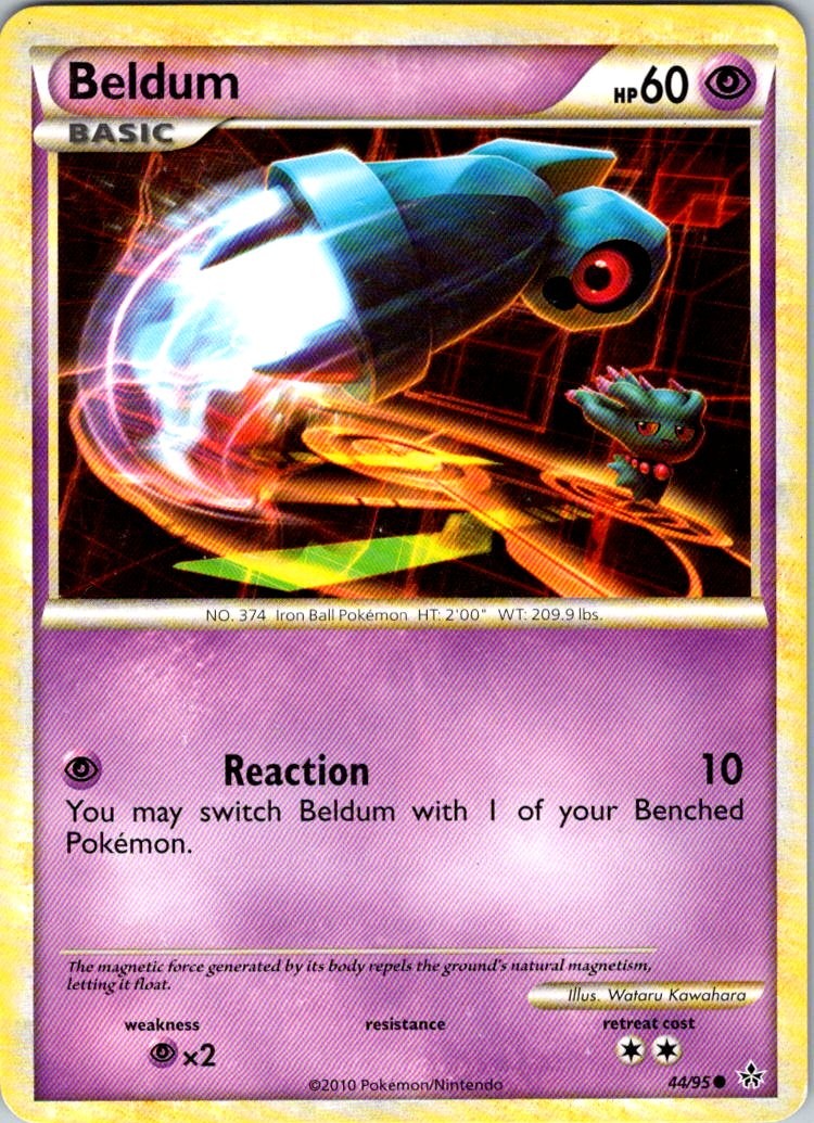 Beldum 44/95 Common HGSS Unleashed Pokemon Moderately Played