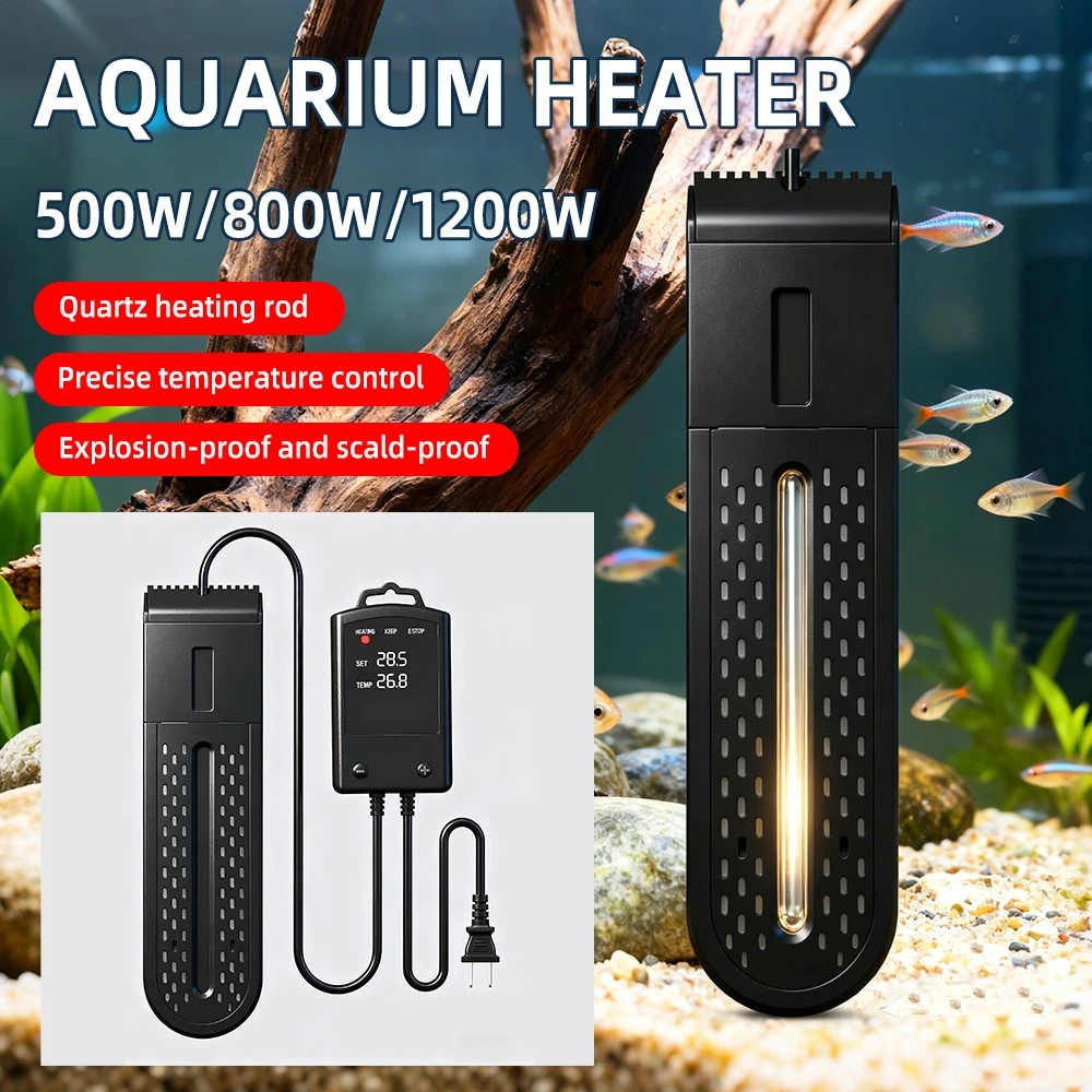 500-1200W Aquarium Heater Rod Fish Tank Submersible With Visible LED Display